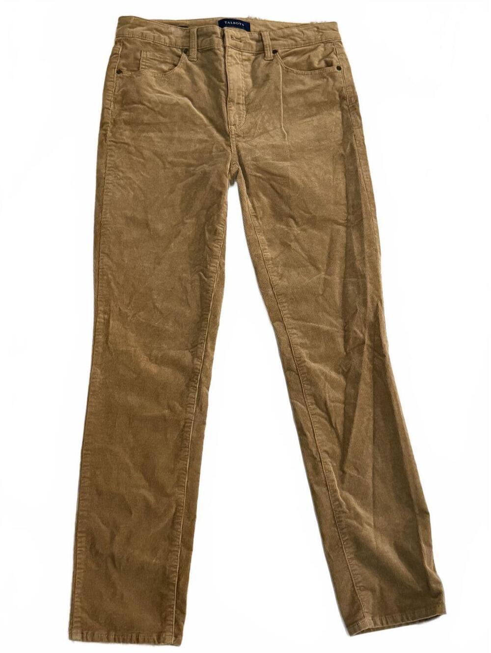 Talbots Corduroy Pants Women’s 6 High Waist Straight Leg Camel Brown Stretch